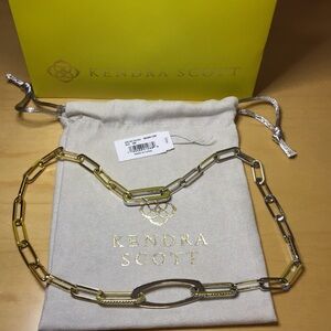 Kendra Scott Adeline Chain Link Necklace in Silver & Gold w Mini Crystals